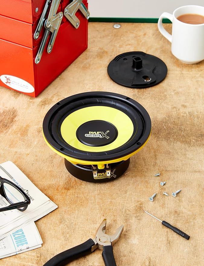 Pyle 6.5 Inch Mid Bass Woofer Sound Speaker System - Pro Loud Range Audio 300 Watt Peak Power w/ 4 Ohm Impedance and 60-20KHz Frequency Response for Car Component Stereo PLG64,Yellow - Image 2