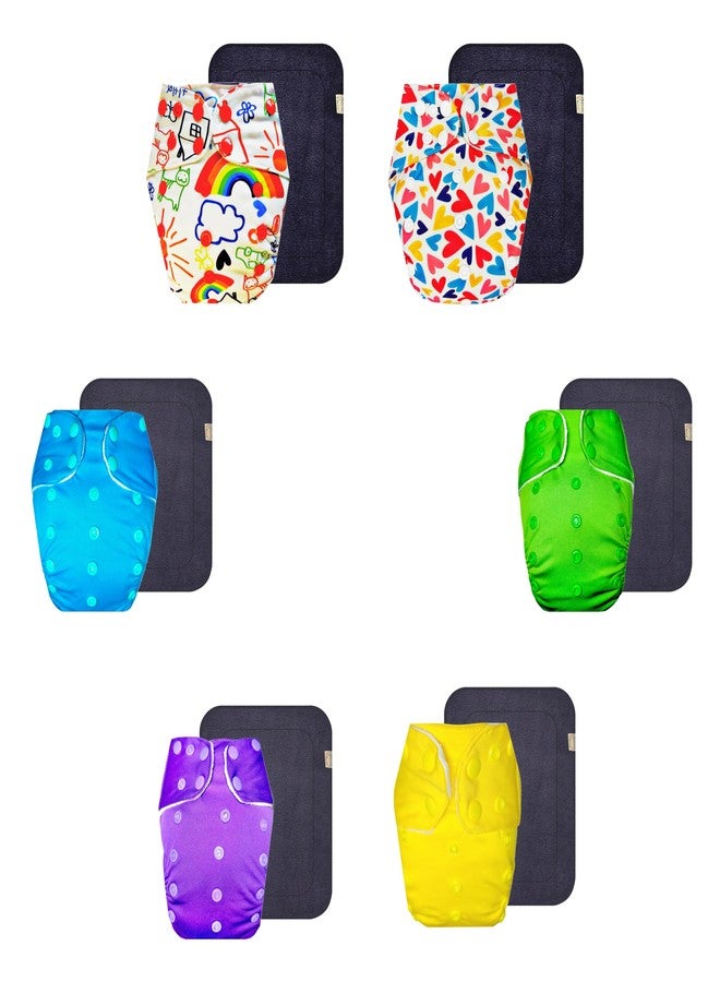 Dumbledo Premium Cloth Diaper with Gray Insert (Pack of 6) | Soft & Gentle | Breathable | Easy to Clean | Designed by Moms | 3 Months - 3 Years | Unisex Baby - Image 1