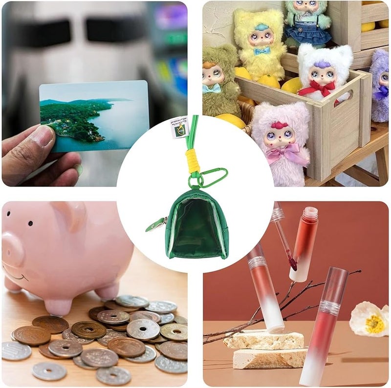 Green Zipper Pouch For Dolls Earbuds Dustproof Portable Display Case With Lanyard - Image 5