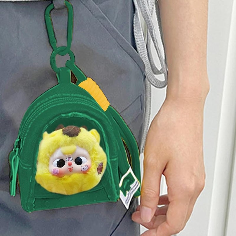Green Zipper Pouch For Dolls Earbuds Dustproof Portable Display Case With Lanyard - Image 3
