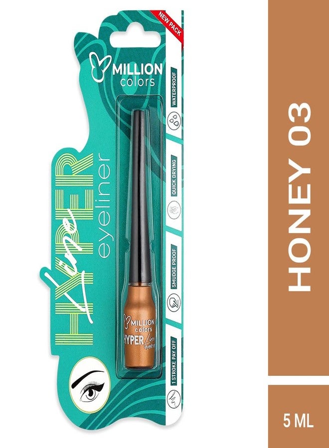 Million Colors Bronze Colour Waterproof Liquid Eyeliner | Metallic Finish | Last Upto 12 Hours | Quick Drying, Smudge-Proof & Water-Resistant - 5 ML (BRIGHT BRONZE 03) - Image 2