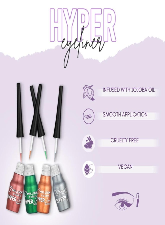 Million Colors Bronze Colour Waterproof Liquid Eyeliner | Metallic Finish | Last Upto 12 Hours | Quick Drying, Smudge-Proof & Water-Resistant - 5 ML (BRIGHT BRONZE 03) - Image 5