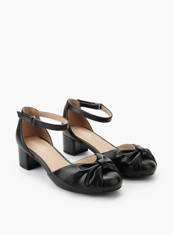 Girls Twisted Bow Detail Block Heel Sandals
