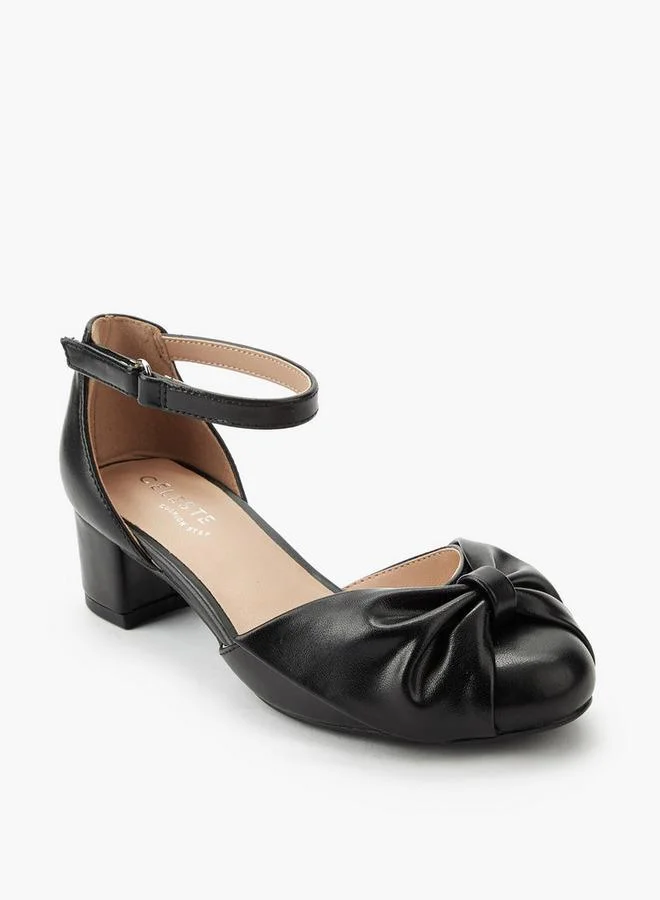 Celeste BLACK Girls Twisted Bow Detail Block Heel Sandals for Women | Best Price UAE