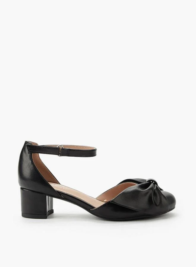 Celeste BLACK Girls Twisted Bow Detail Block Heel Sandals for Women | Best Price UAE