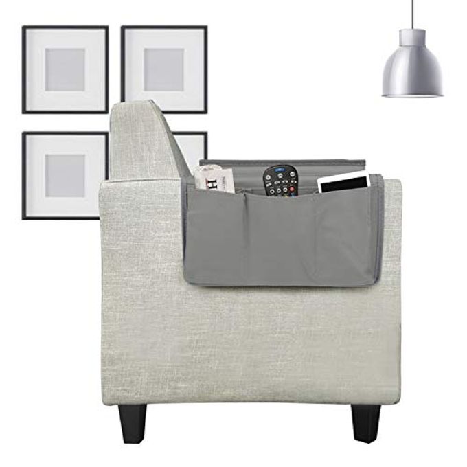 BXT Non-Slip Armchair Caddy with Cup Holder Arm Rest Organizer TV Remote Control Holder Oxford Sofa Tray Chairs Couch Storage Arm Tidy Armrest Bag Bedside Space Saver Bag for Cellphone Magazines Glasses - Image 3