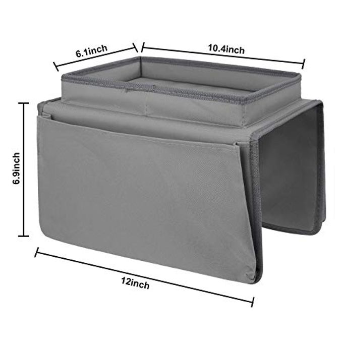 BXT Non-Slip Armchair Caddy with Cup Holder Arm Rest Organizer TV Remote Control Holder Oxford Sofa Tray Chairs Couch Storage Arm Tidy Armrest Bag Bedside Space Saver Bag for Cellphone Magazines Glasses - Image 2