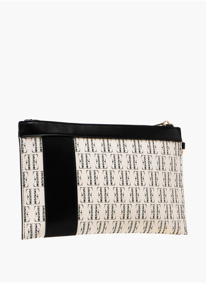 ايل Women's Monogram Print Clutch with Zip Closure