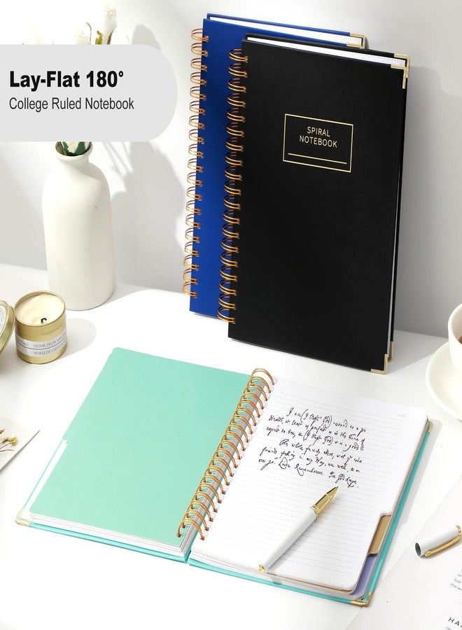 Yoment Hardcover Spiral Notebook with Tabs 8"x10" Large Spiral Lined Journals for Women with Dividers 240 Pages College Ruled Composition Notebook 5 Subject Notebook for Work, Back to School, Gifts, Black - Image 3