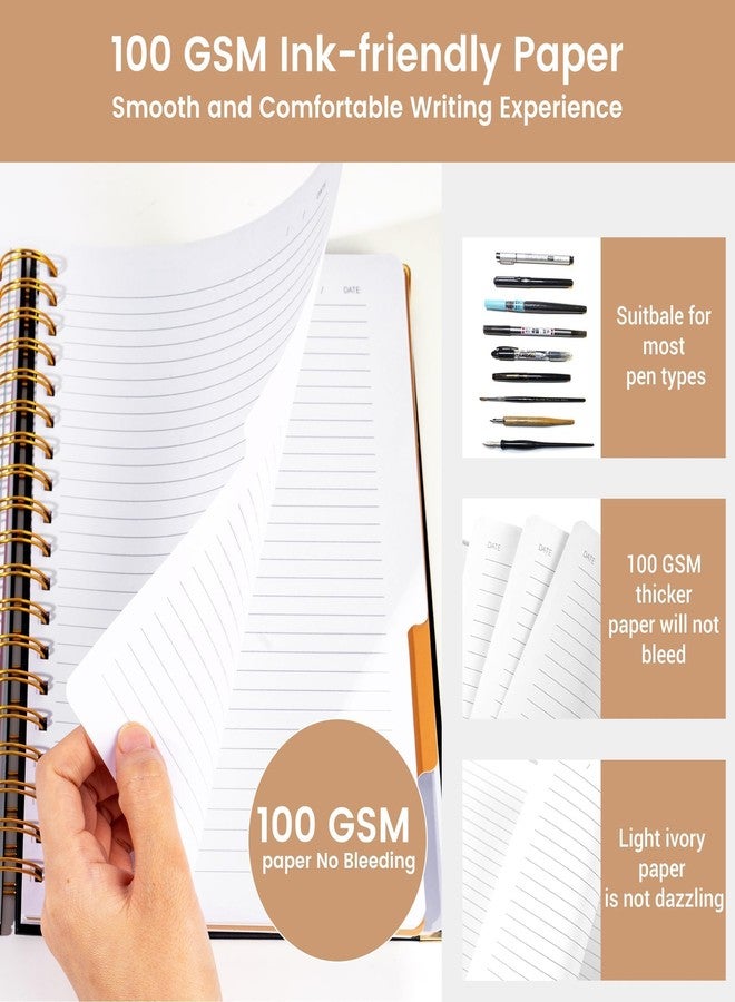 Yoment Hardcover Spiral Notebook with Tabs 8"x10" Large Spiral Lined Journals for Women with Dividers 240 Pages College Ruled Composition Notebook 5 Subject Notebook for Work, Back to School, Gifts, Black - Image 5