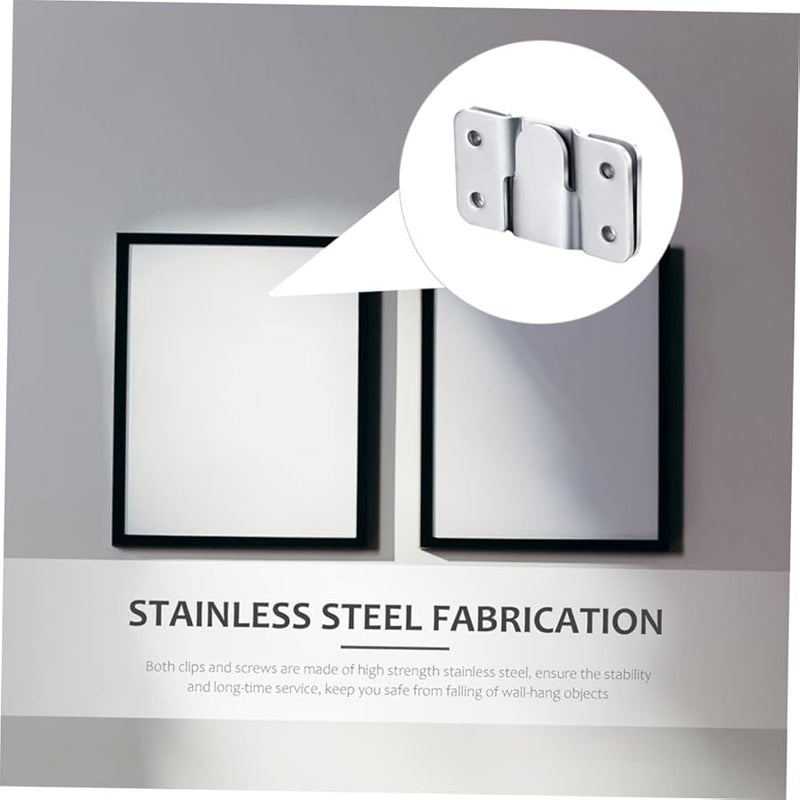 12 قطعة من خطاطيف تعليق الصور الفولاذية المقاومة للصدأ المتشابكة ثقيلة التحمل سهلة التركيب للتعليق على الحائط - Image 4