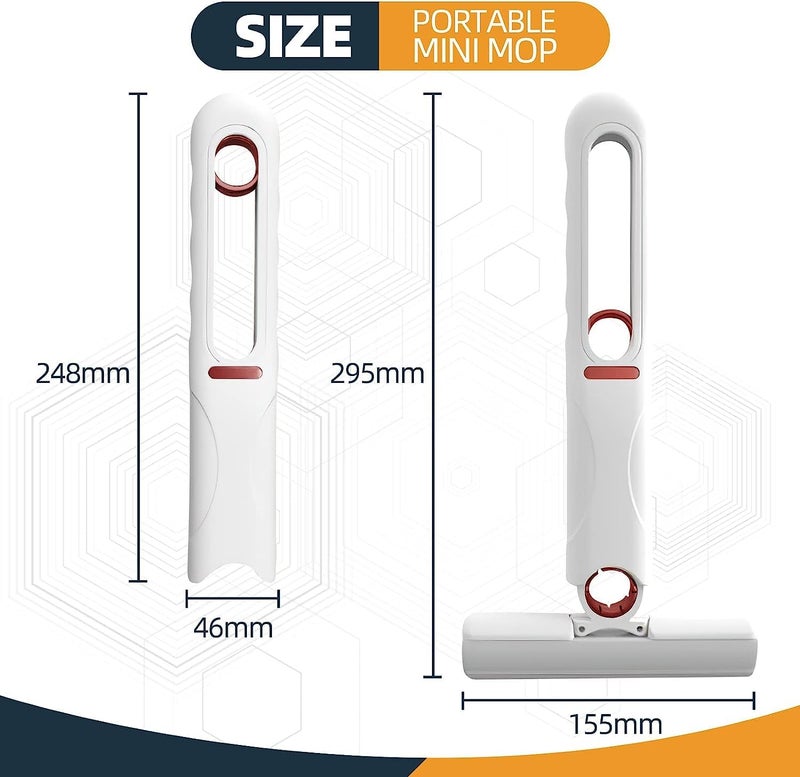 Suicune Portable Mini Mop Mini Lazy Hand WashFree Squeeze Cleaning Mop Desk Cleaner Glass Sponge Mop Household Cleaning Tools for Bathroom Kitchens Tableware Desktop Glass - Image 2