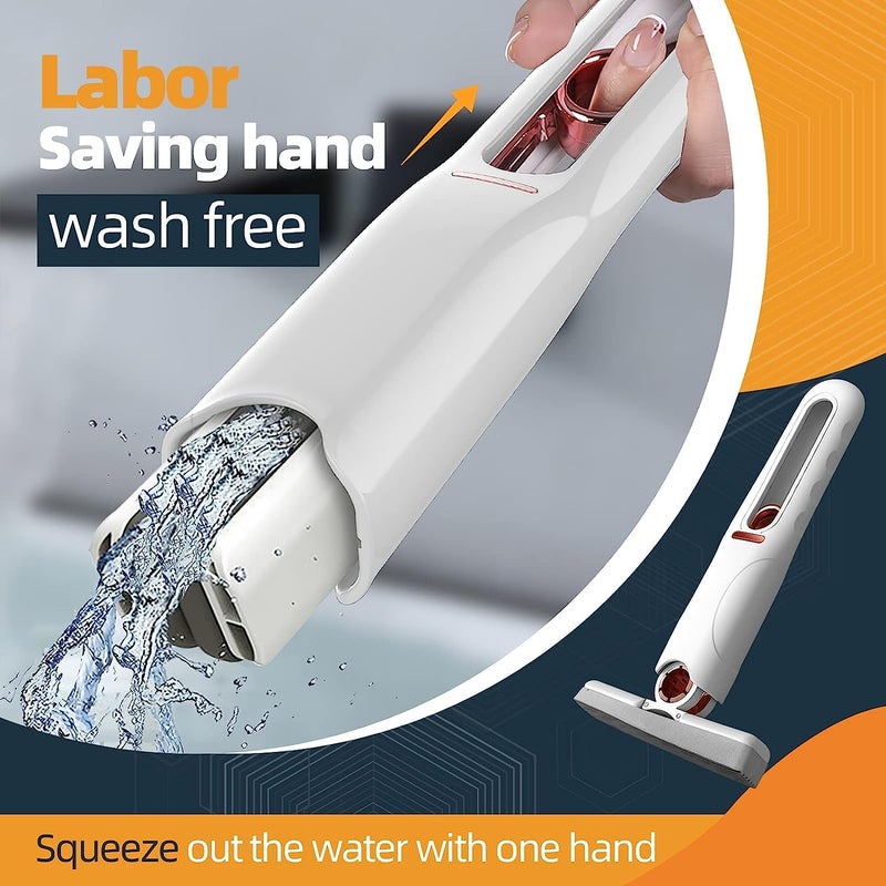 Suicune Portable Mini Mop Mini Lazy Hand WashFree Squeeze Cleaning Mop Desk Cleaner Glass Sponge Mop Household Cleaning Tools for Bathroom Kitchens Tableware Desktop Glass - Image 5