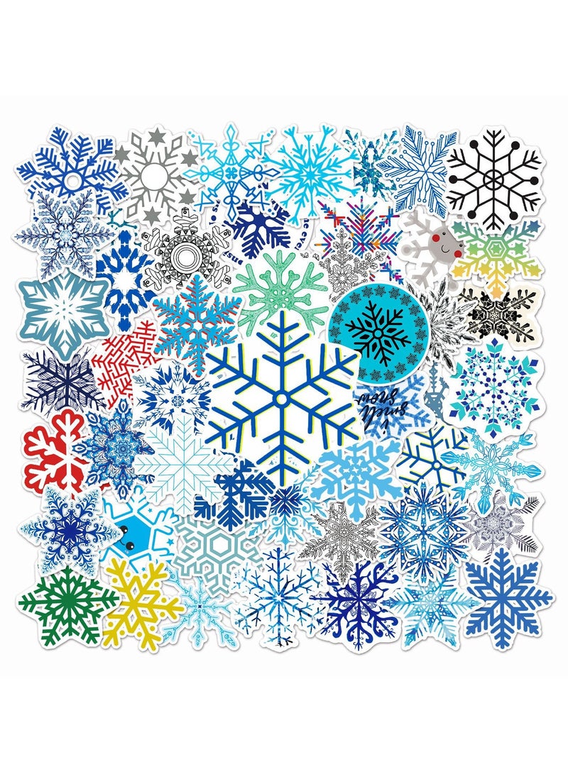 50PCS Snowflake Sticker Snowflake Glass Decal Window Decal Winter Snowflake Theme Party Computer Kettle Bathroom Vinyl Sticker - Image 4