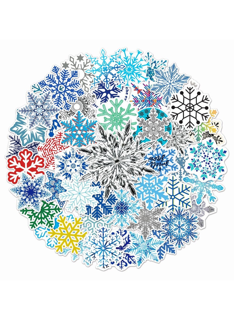 50PCS Snowflake Sticker Snowflake Glass Decal Window Decal Winter Snowflake Theme Party Computer Kettle Bathroom Vinyl Sticker - Image 1