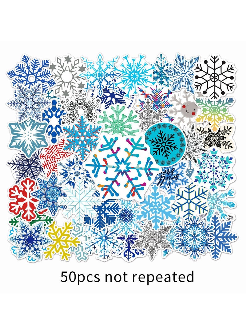 50PCS Snowflake Sticker Snowflake Glass Decal Window Decal Winter Snowflake Theme Party Computer Kettle Bathroom Vinyl Sticker - Image 5