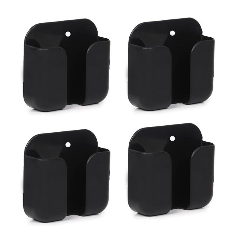WALLVIEW TECH Pack of 4 Wall Mounted Mobile Smartphone Holder Storage Case for Phones with Strong Adhesive Strips|Wall Mount Mobile Stand/Multi-Purpose Stand for Phone Charging (Black) - Image 1
