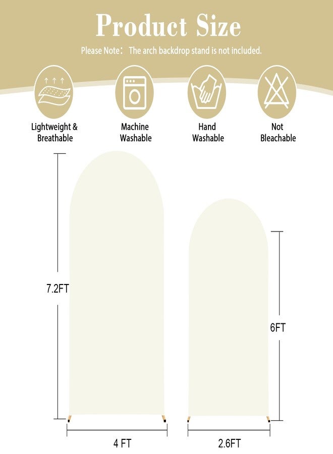 Suppromo Ivory Arch Cover Set of 2 Spandex 7.2 and 6ft Ivory Arch Backdrop Cover Wedding Arch Stand Covers for Bridal Shower Wedding Baby Shower Birthday Party Ceremony Banquet Photo Arched Background - Image 2