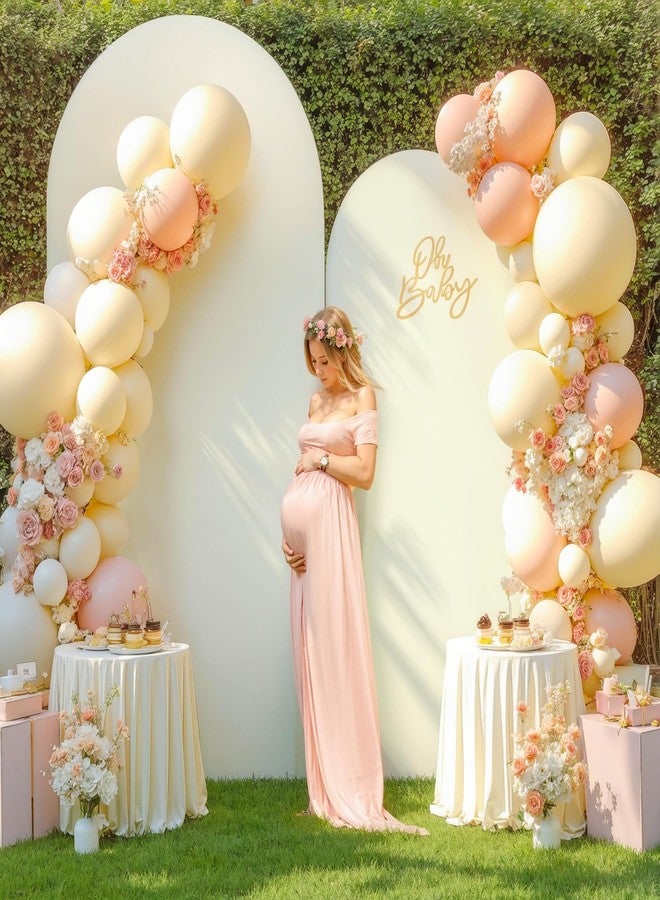 Suppromo Ivory Arch Cover Set of 2 Spandex 7.2 and 6ft Ivory Arch Backdrop Cover Wedding Arch Stand Covers for Bridal Shower Wedding Baby Shower Birthday Party Ceremony Banquet Photo Arched Background - Image 5