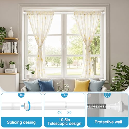 QINGYUN Tension Curtain Rod 31 to 75 Inch Spring Tension Rod for Windows Adjustable Curtain Rod No Drilling Expandable Pressure Curtain Rod Tension Rods for Window,Bathroom,Kitchen,Doorway - Image 2