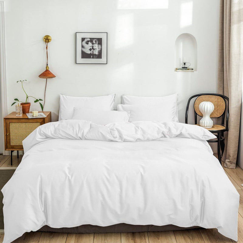 Waterproof Duvet Cover Protector King- White Duvet Protector Cover with Zipper Closure for Kids, Elder, Pets - Ideal for Incontinence Due to Cats or Dogs(King) - Image 1