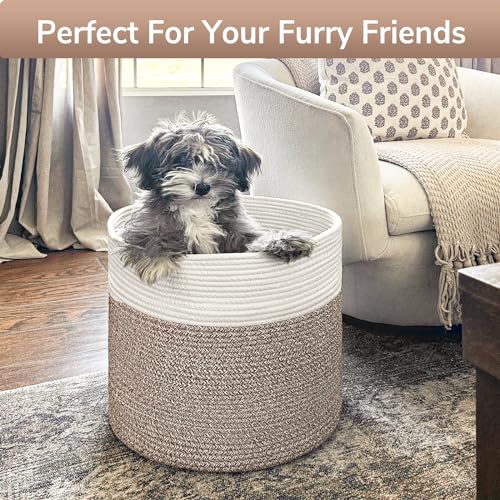 Goodpick 15.8 x 15.8 x 13.8 Inches Blanket Basket - Cotton Rope Baskets for Blankets & Toys, Nursery & Living Room Decor (Soft Material Design) - Image 5