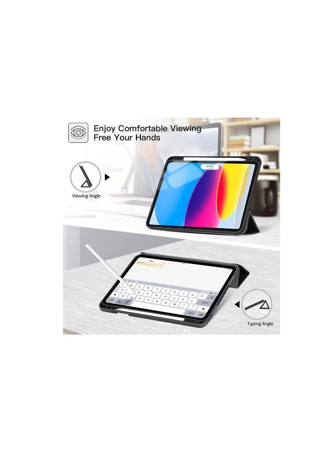 كفر ايباد الجيل العاشر 10.9 بوصة 2022 مع حامل قلم ذكي ،غطاء ذكي رفيع بمسند اغلاق/تشغيل الشاشة تلقائي ، أسود - Image 4