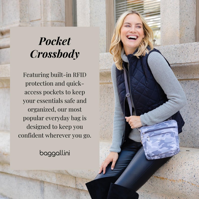 Baggallini Pocket Crossbody Bags for Women 8x8 Small Lightweight Nylon Water-Resistant Travel Purse W/RFID Wristlet - Image 2