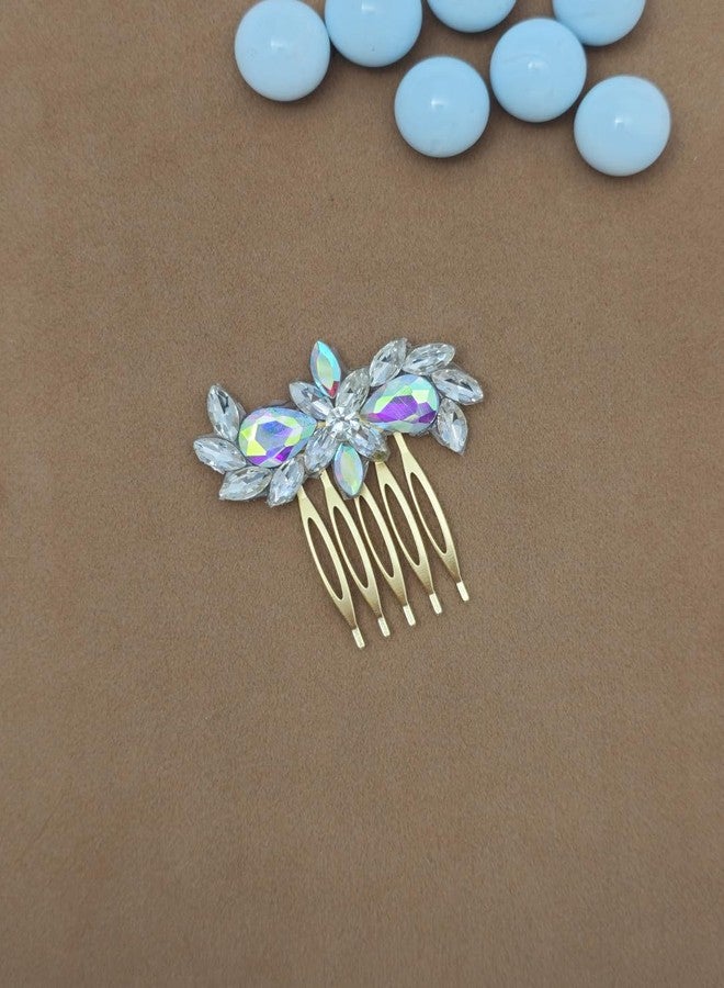 Twinsho Crystal Hair Comb with Iridescent Rhinestones, Gold Metal, Bridal Hair Accessory, Wedding Diamond Hair Comb for Women - Image 1
