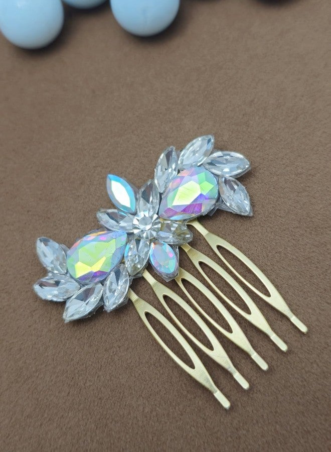 Twinsho Crystal Hair Comb with Iridescent Rhinestones, Gold Metal, Bridal Hair Accessory, Wedding Diamond Hair Comb for Women - Image 4