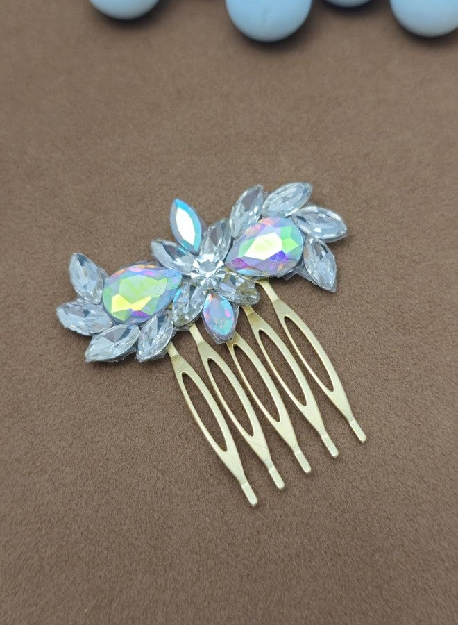 Twinsho Crystal Hair Comb with Iridescent Rhinestones, Gold Metal, Bridal Hair Accessory, Wedding Diamond Hair Comb for Women - Image 3
