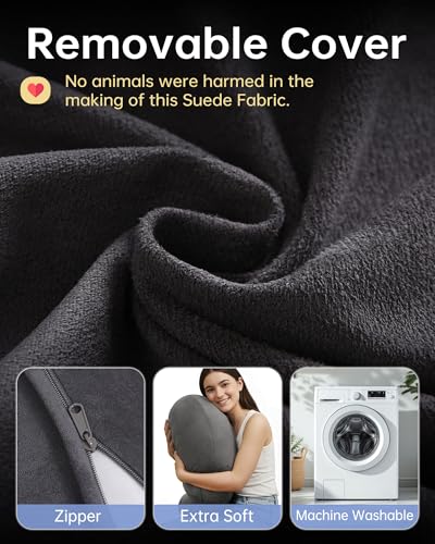 ENITYA Extra Large Ergonomic Gaming & Reading Pillow with Arm & Elbow Support – U-Shaped Lap Pillow for Adults & Kids Crocheting, Knitting, Nursing, or Working in Bed, Washable Suede Cover (Grey) - Image 5