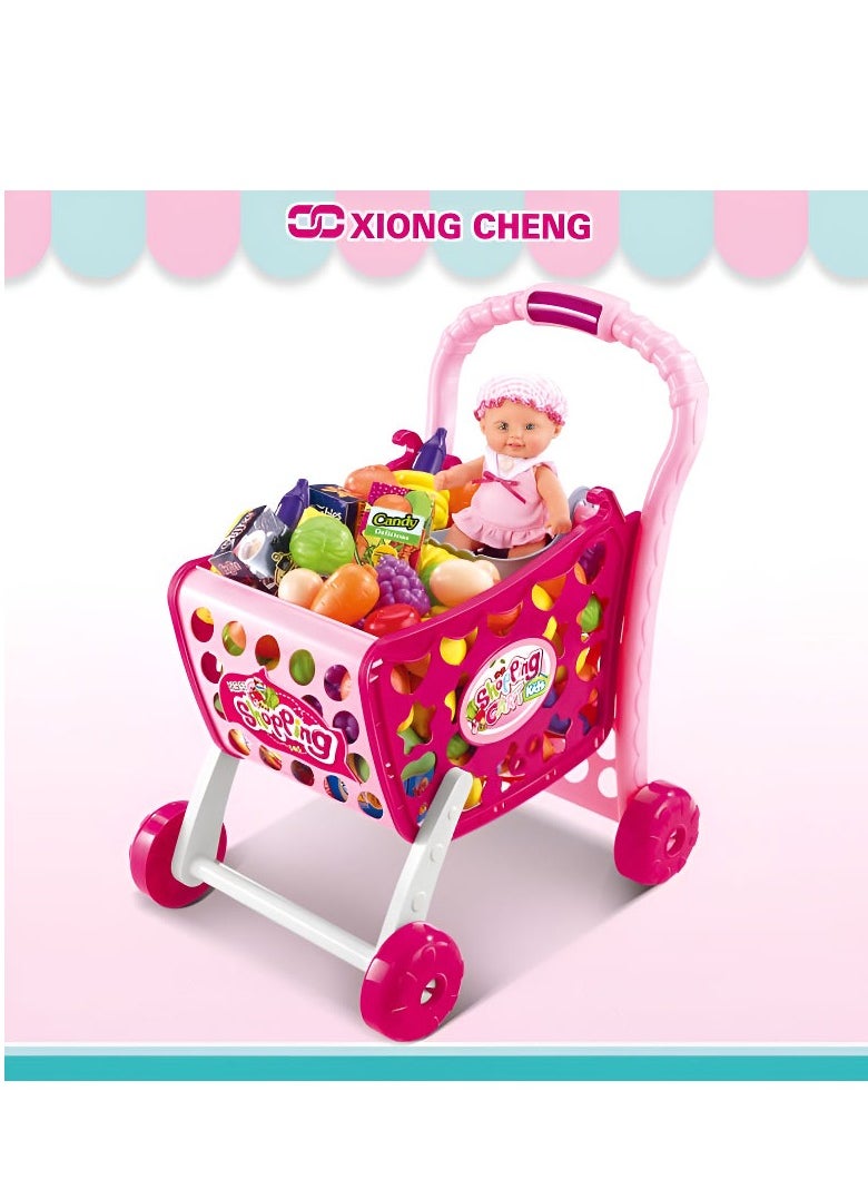 XIONG CHENG - مجموعة لعب عربة التسوق 3 في 1 للبنات - Image 1