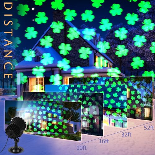 Lingvee Outdoor St. Patrick's Day Projector Light with 1 Film Slides LED Irish Shamrock Projector Lights Reflectors Waterproof Landscape Decorative Lighting for Holiday Party Decor(Irish) - Image 2