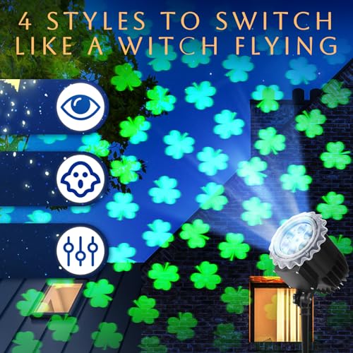 Lingvee Outdoor St. Patrick's Day Projector Light with 1 Film Slides LED Irish Shamrock Projector Lights Reflectors Waterproof Landscape Decorative Lighting for Holiday Party Decor(Irish) - Image 3