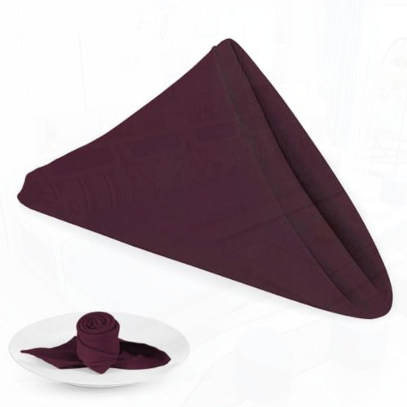 PLOYMONO Burgundy Cloth Napkins - 8 Pack 17" x 17" Polyester Dinner Napkins Heavy Duty 180 GSM Cloth Napkins with Hemmed Edges - Great for Restaurants Weddings Parties Banquets Dinner - Image 1