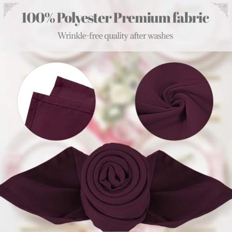 PLOYMONO Burgundy Cloth Napkins - 8 Pack 17" x 17" Polyester Dinner Napkins Heavy Duty 180 GSM Cloth Napkins with Hemmed Edges - Great for Restaurants Weddings Parties Banquets Dinner - Image 3