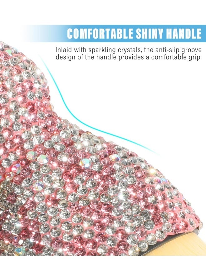 Car Detailing Brush,Car Interior Dust Sweeping Soft Brush,Bling Car Accessories for Women,Car Interior Cleaning Tool with Diamond,Auto Interior Dust Brush for Dashboard(Pink) - Image 3