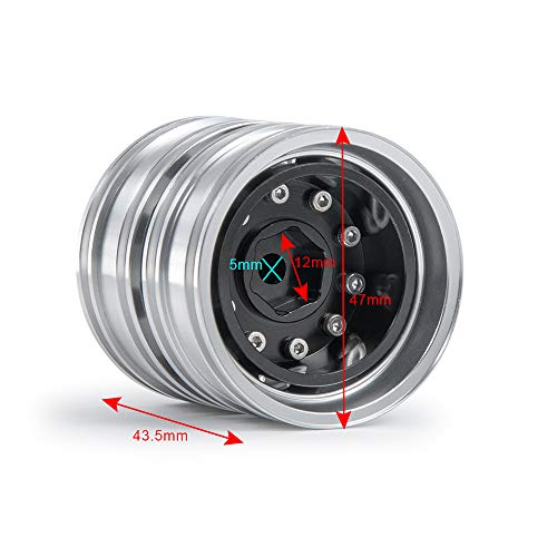 RCHUBAM RC-Hub 4pcs Aluminum Alloy Rear Wheels Rims for 1/14 Tamiya Truck Climbing Tractor Trailer Cargo RC Car - Image 2
