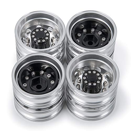 RCHUBAM RC-Hub 4pcs Aluminum Alloy Rear Wheels Rims for 1/14 Tamiya Truck Climbing Tractor Trailer Cargo RC Car - Image 1