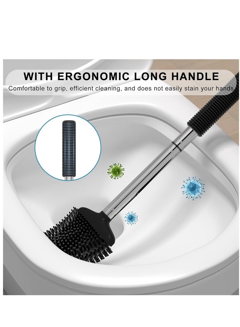 KASTWAVE Silicone Toilet Brush and Holder Set Automatic Toilet Bowl Brushes with Ventilation Slots Base for Bathroom Storage and Organization Compact Size Cleaning Supplies Toilet Cleaner Brush  - Image 4