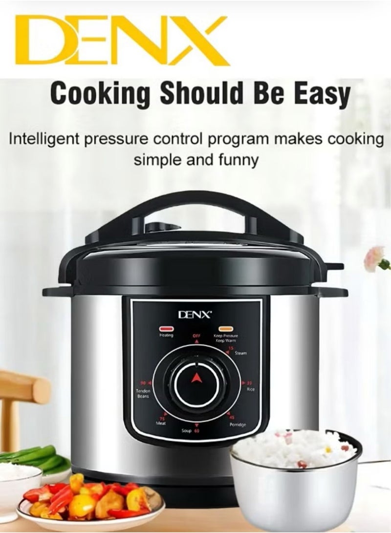 Denx Digital Electric Pressure Cooker Stainless Steel Body Touch Programmable 6L Capacity 1000 Watts - Image 4