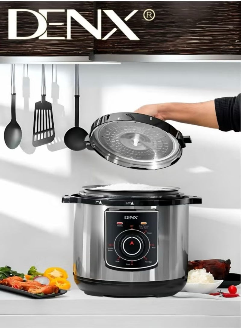 Denx Digital Electric Pressure Cooker Stainless Steel Body Touch Programmable 6L Capacity 1000 Watts - Image 3