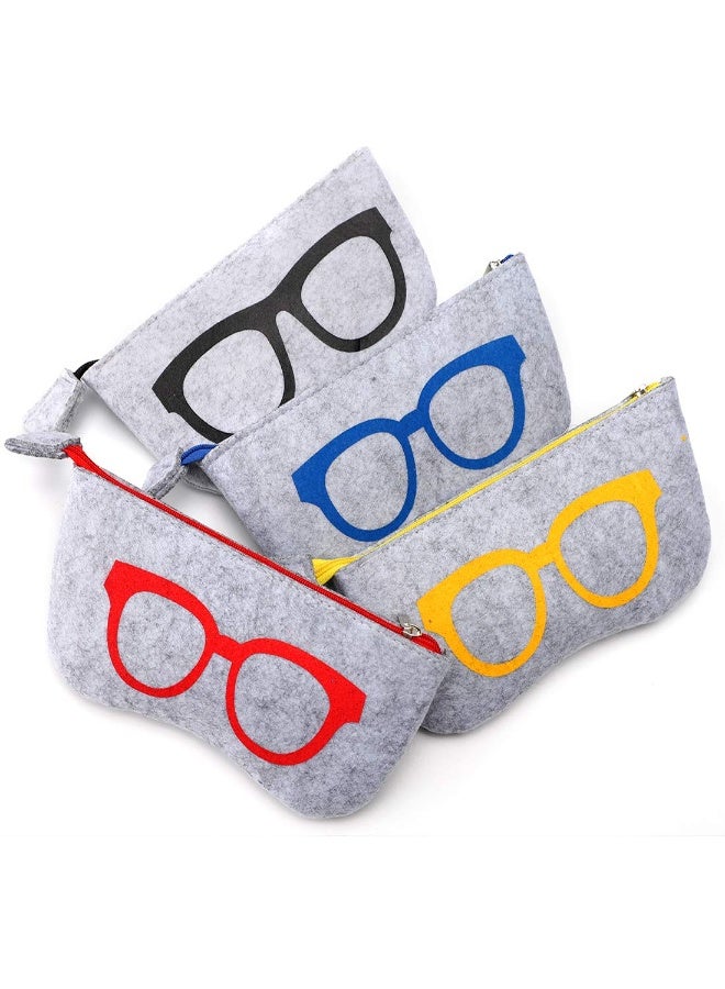 4 Pack Portable Eyeglasses Bag Case Soft Felt Zipper Glasses Purse Bag Makeup Storage Pouch - Image 1