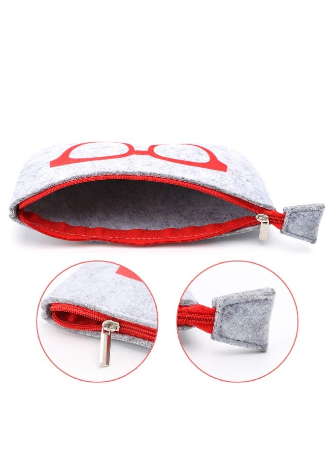 4 Pack Portable Eyeglasses Bag Case Soft Felt Zipper Glasses Purse Bag Makeup Storage Pouch - Image 3