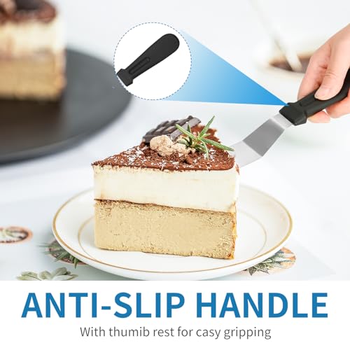XEKIGU 3 PCS Icing Spatulas, Offset Spatula, Stainless Steel Cake Decorating Spatulas Set 6/8/10 inch Professional Angled Cake Spatula Plastic Frosting Handle for Home, Kitchen or Bakery by XEKIGU - Image 4