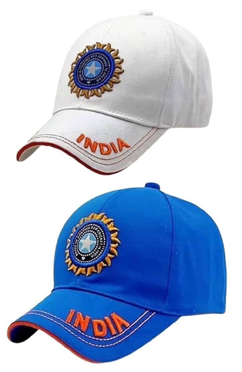 CAPITEUM Solid Baseball Casual Sports Adjustable Cotton Indian Cricket Caps for Men/Women Unisex (White) - Image 1