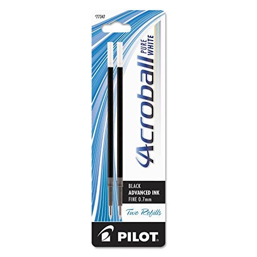 PILOT Acroball PureWhite Advanced Ink Refill For Retractable Pens, Fine Point, Black Ink, 2-Pack (77347) - Image 1