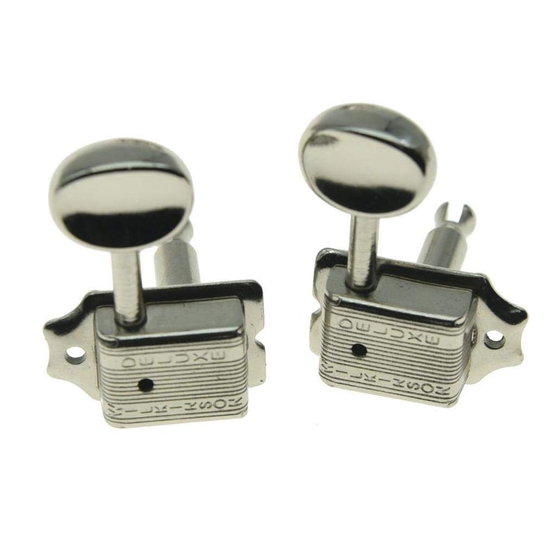 Wilkinson Deluxe 6 Inline Vintage Guitar Tuners with Split Post Guitar Tuning Keys Peg Machine Heads for Strat/Tele Guitars Nickel - Image 4