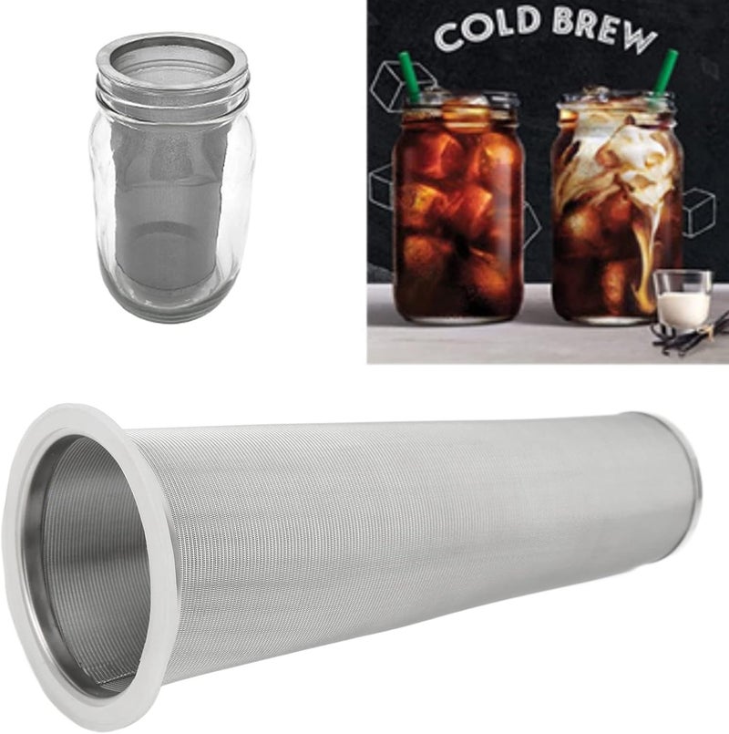 304 Stainless Steel Cold Brew Coffee Filter Cone Mesh, Reusable Coffee Brew Infuser with White Rubber Seal, Filter for Iced Coffee Tea and Fruit Drinks (8 * 21cm) - Image 4